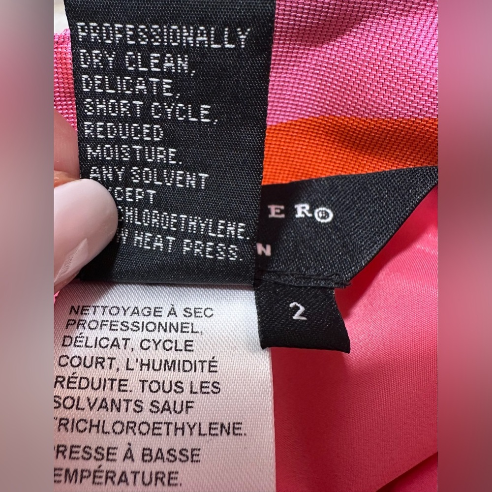 Doncaster NWT Pink Orange Striped Pencil Skirt 2 Silk Blend Midi Career Party - Picture 10 of 11